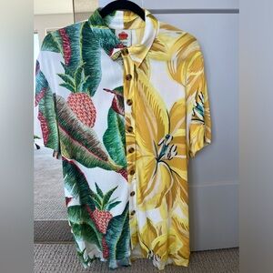 FARM rio dual print button down shirt small 100 viscose excellent con worn once